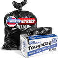 ToughBag 55 Gallon Trash Bags, 55-60 Gallon Trash Bags Heavy Duty (50 COUNT) - Large Black Trash