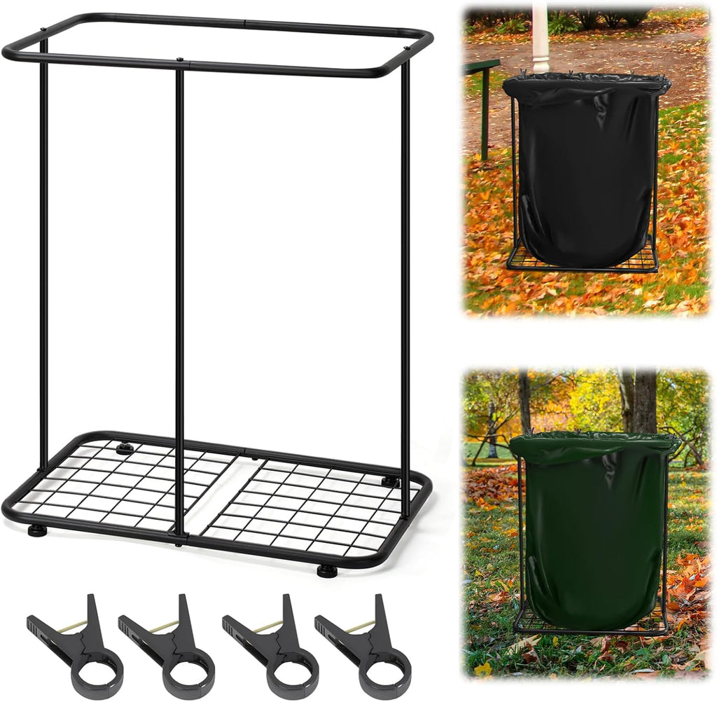 Vrisa Garden Trash Bag Holder Stand Outdoor Leaf Bag Holder Metal Wire Garbage Bag Holder Frame