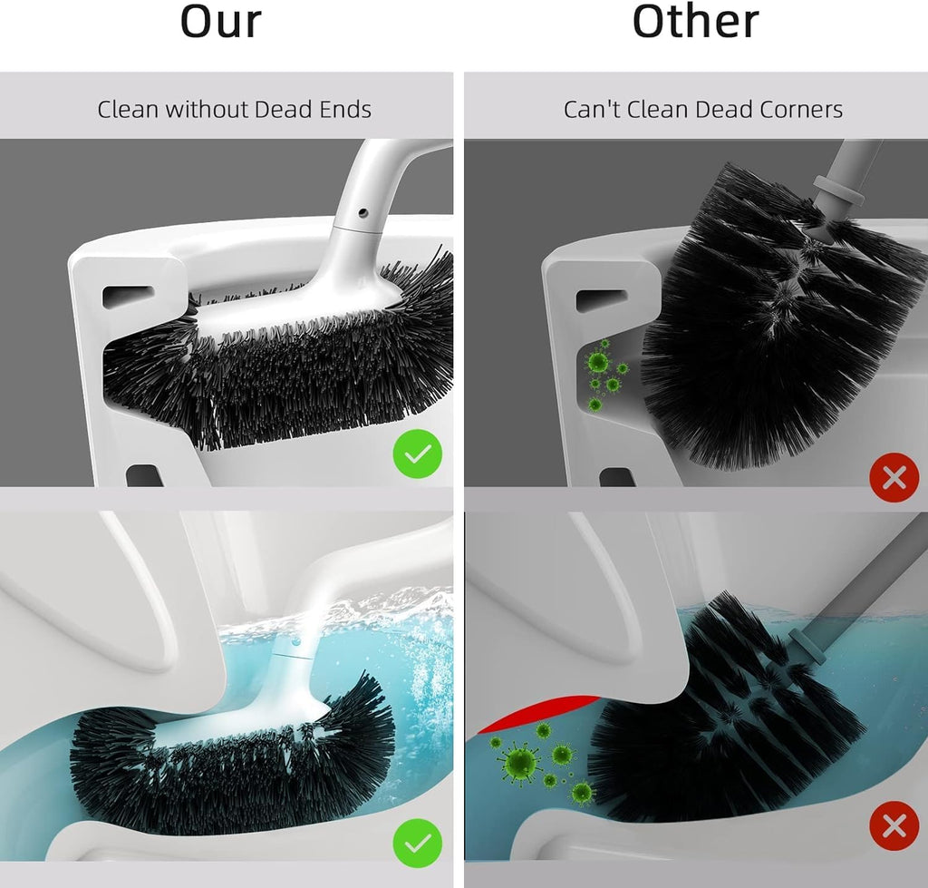 HAMITOR Toilet Bowl Brush Holder Set: 3 Pack Bathroom Deep Cleaning Toilet Cleaner Scrubber Under