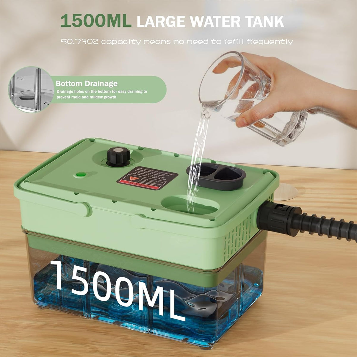 Handheld Steam Cleaner 2500W,10s Fast Heat-Up & 50.73OZ Large Tank,Pressurized Portable Steamer