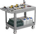 Large Garage Flat Top Utility Cart, Heavy Duty 2 Shelf Tool Cart Service Cart Rolling Push Carts