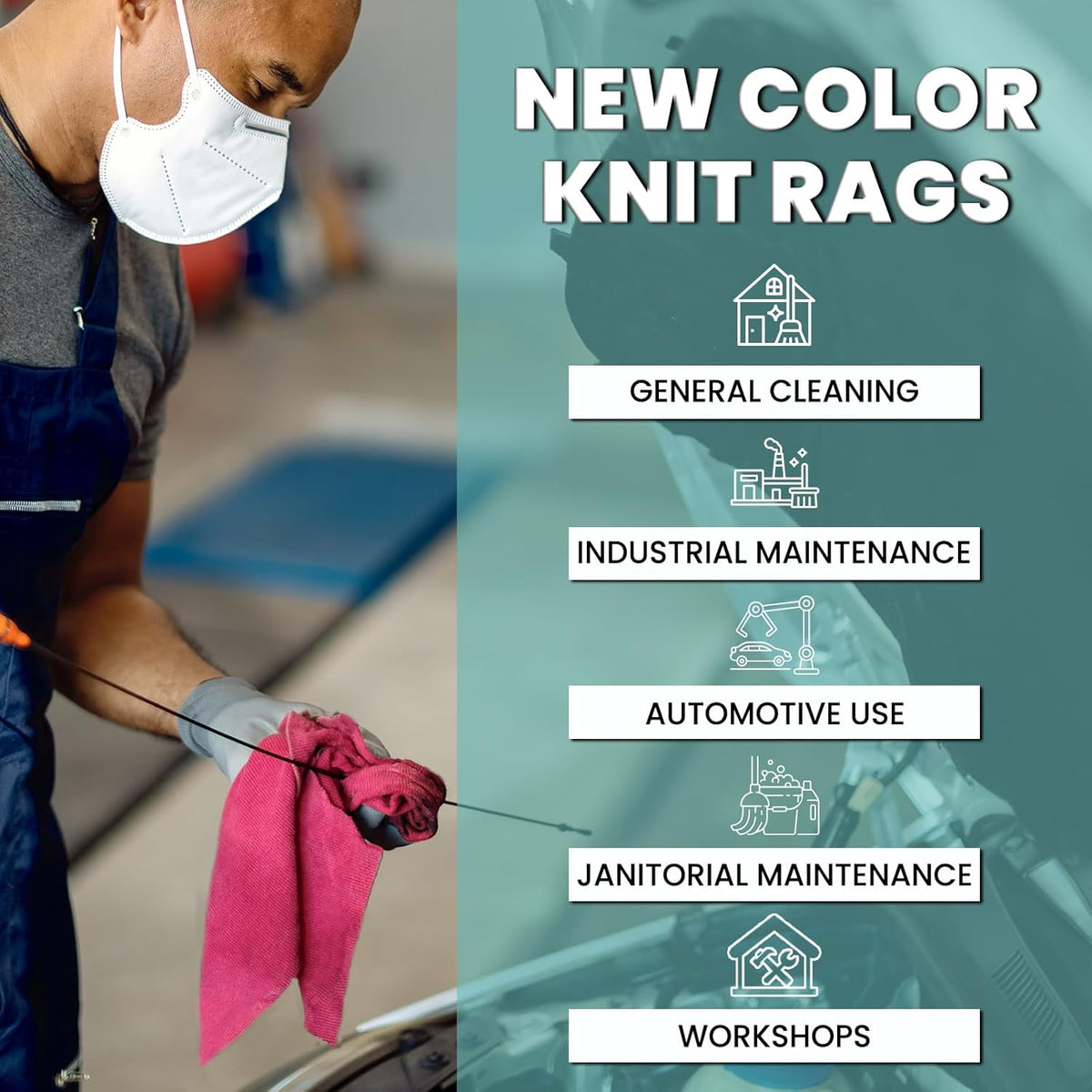 Premium Color Knit Cleaning Rags (5 lb. Bag - Pack of 8) – Shop Rags Bulk for Workshops, Mechanics