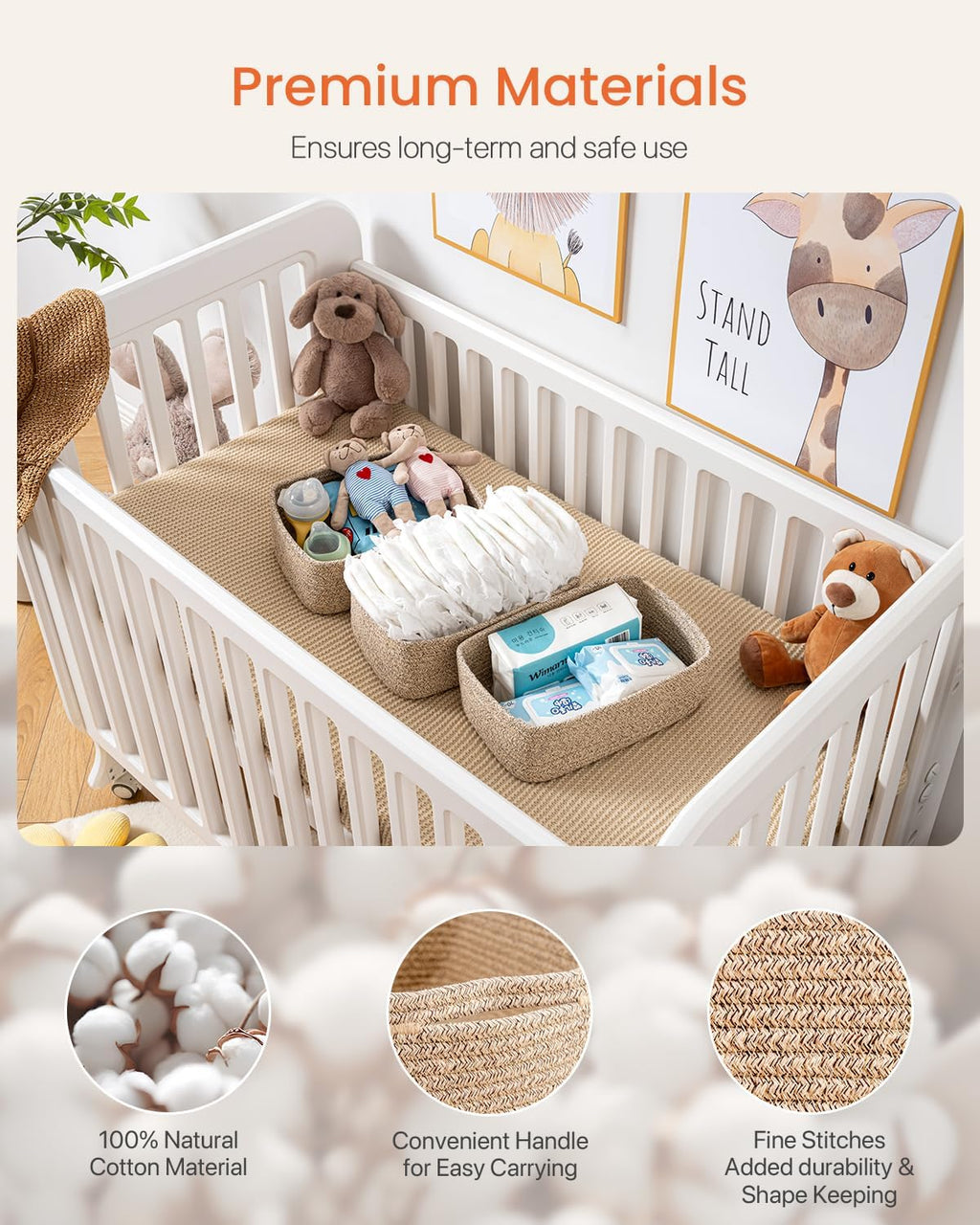 Small Woven Basket, 12 x 8 x 4.5 Inches, Storage Basket for Organizing, Cute Small Rope Shelf