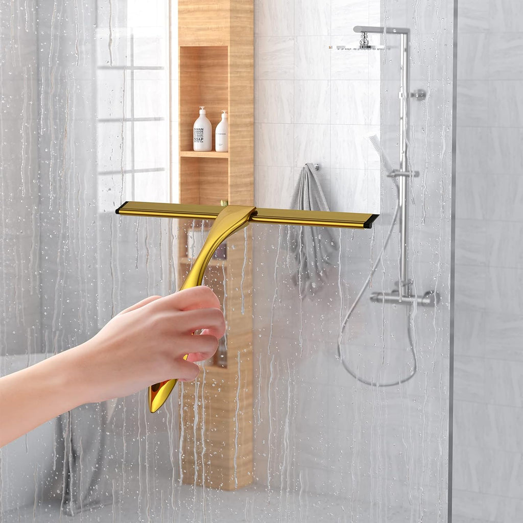 Shower Squeegee for Glass Door 12-Inch Stainless Steel Bathroom Squeegee Window Wiper, 100%