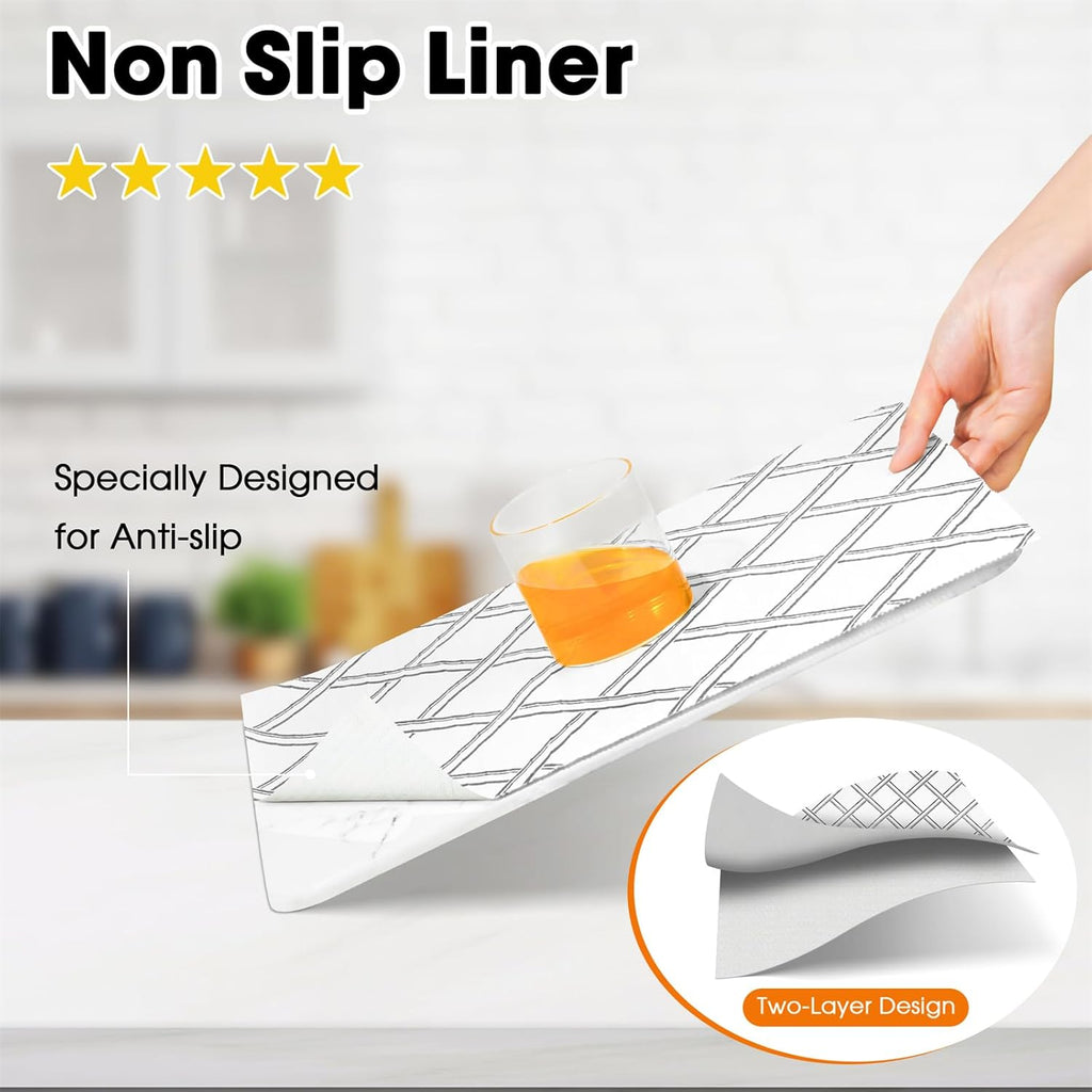 Drawer and Shelf Liner for Kitchen Cabinets Non-Adhesive, Non-Slip Cabinet Liner Shelf Paper Strong
