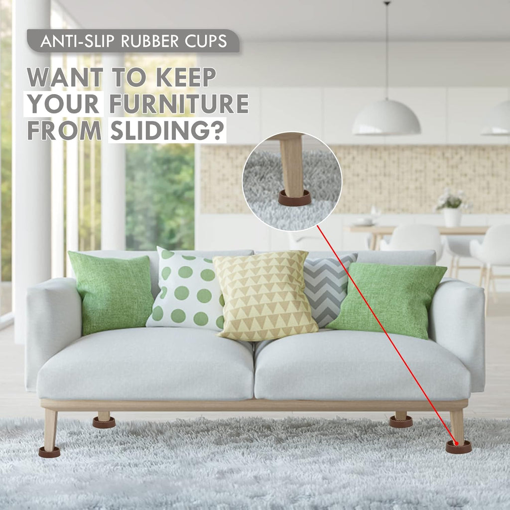 Furniture Coasters, 1.5X1.5 Rubber Caster Cups Non Slip Furniture Pads Non Skid Furnitures Grippers