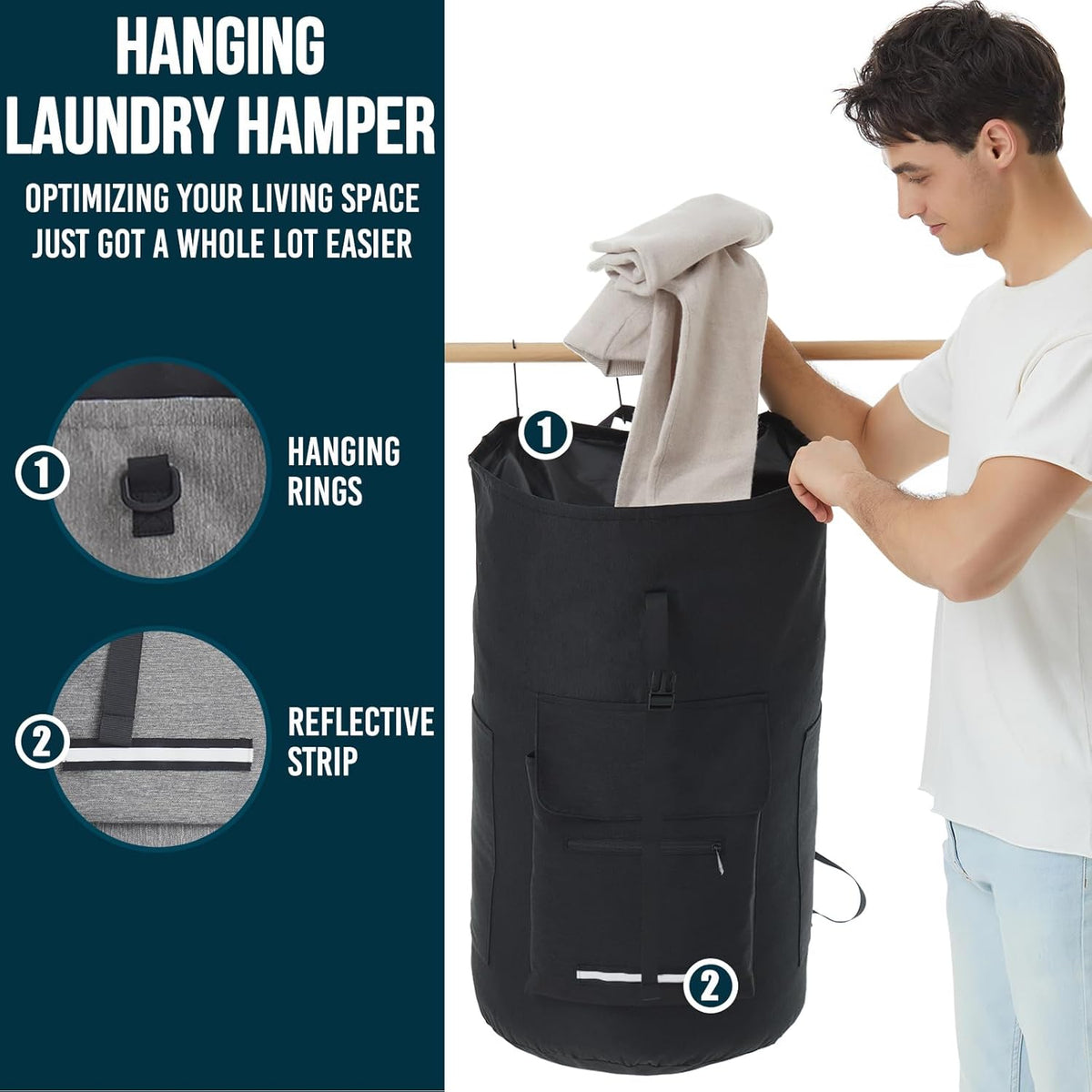 Laundry Backpack Heavy Duty, 115L Extra Large Laundry Bag with Straps, Dorm Room Essential for