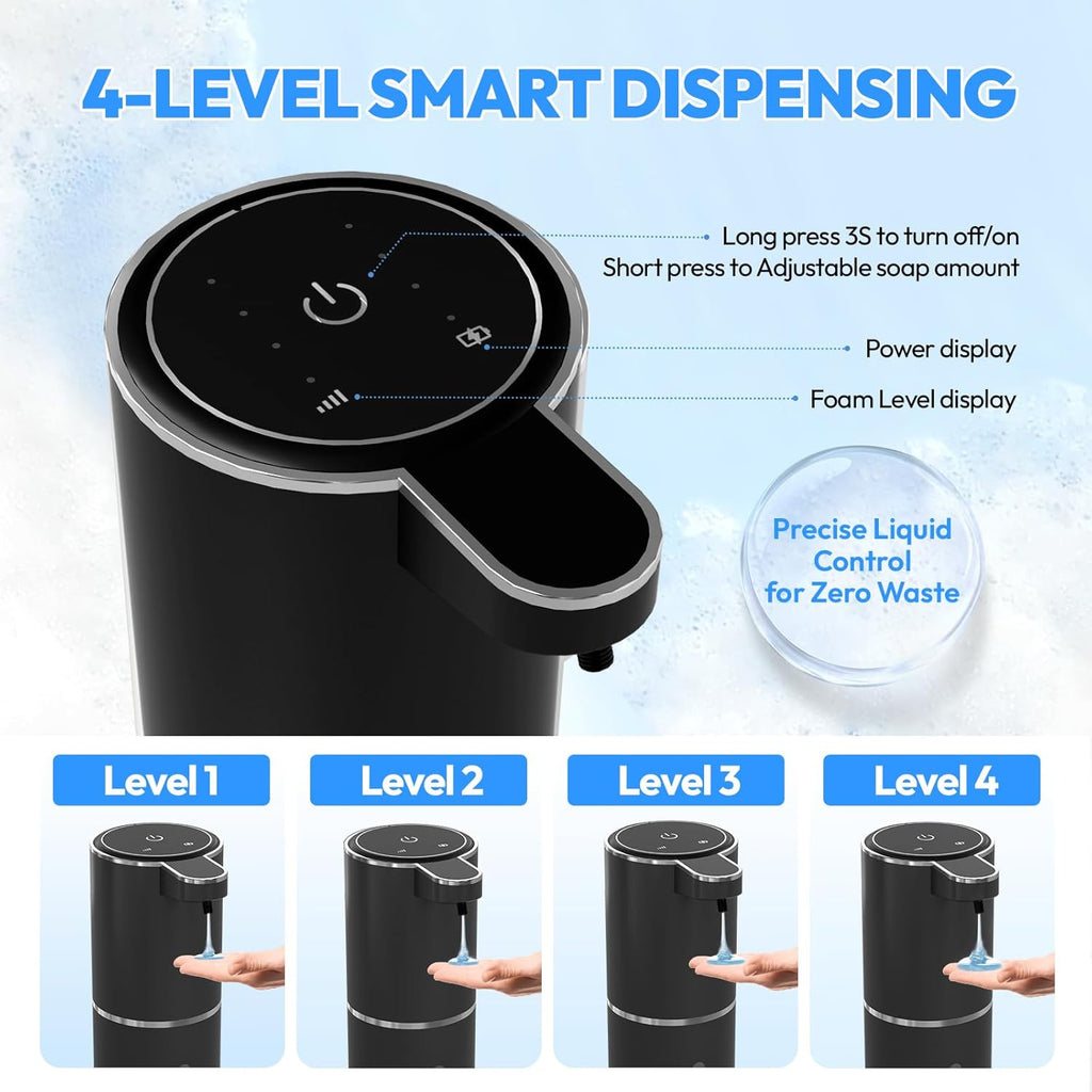 2 Pack Automatic Soap Dispenser Touchless,Liquid Hand Soap Dispenser 12.8oz USB 4levels Adjustable