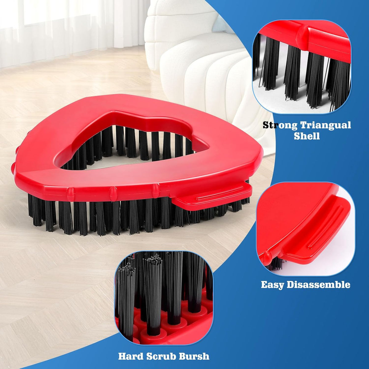 2 Pcs Mop Scrub Brush Head and 1 Mop Base Part Replacement for EasyWring 1 Tank System, Hard
