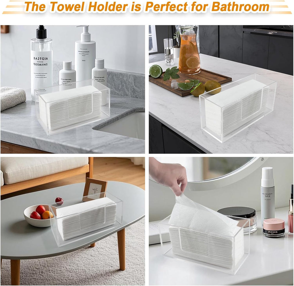 2Pack Acrylic Paper Towel Dispenser, Napkin Holder for Bathroom, Kitchen & Countertop – Paper Towel