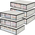 StorageRight Under Bed Storage Bins, 6-Pack 40L Foldable Fabric Storage Bags with Transparent