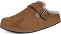 Fur Lined Clogs for Women Men Suede Winter Slippers Arch Support Slip on Mules Potato Shoes with