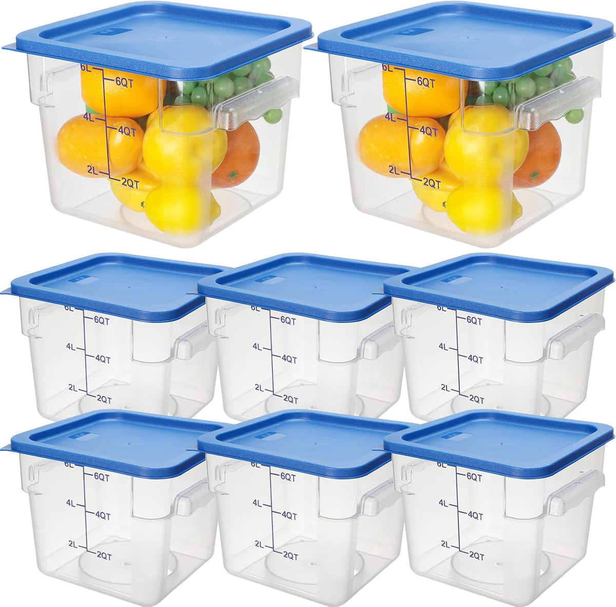 Lallisa 8 Pack 6 Qt Commercial Food Storage Containers with Lids Square Food Storage Container