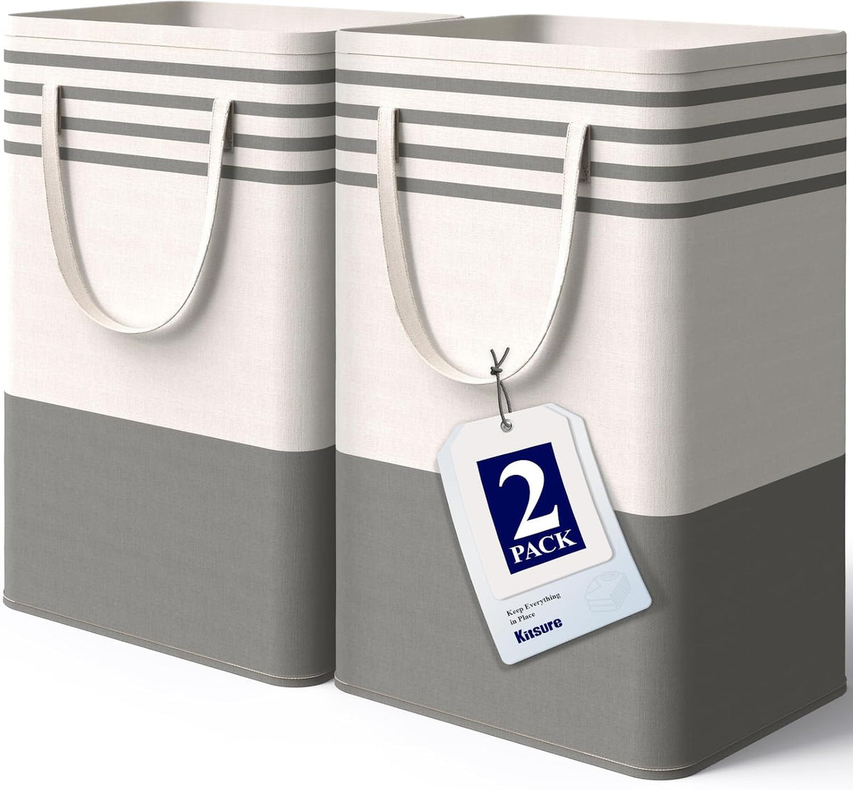 Kitsure Laundry Hamper - 2-Pack Collapsible Laundry Baskets with Well-Stitched Handles