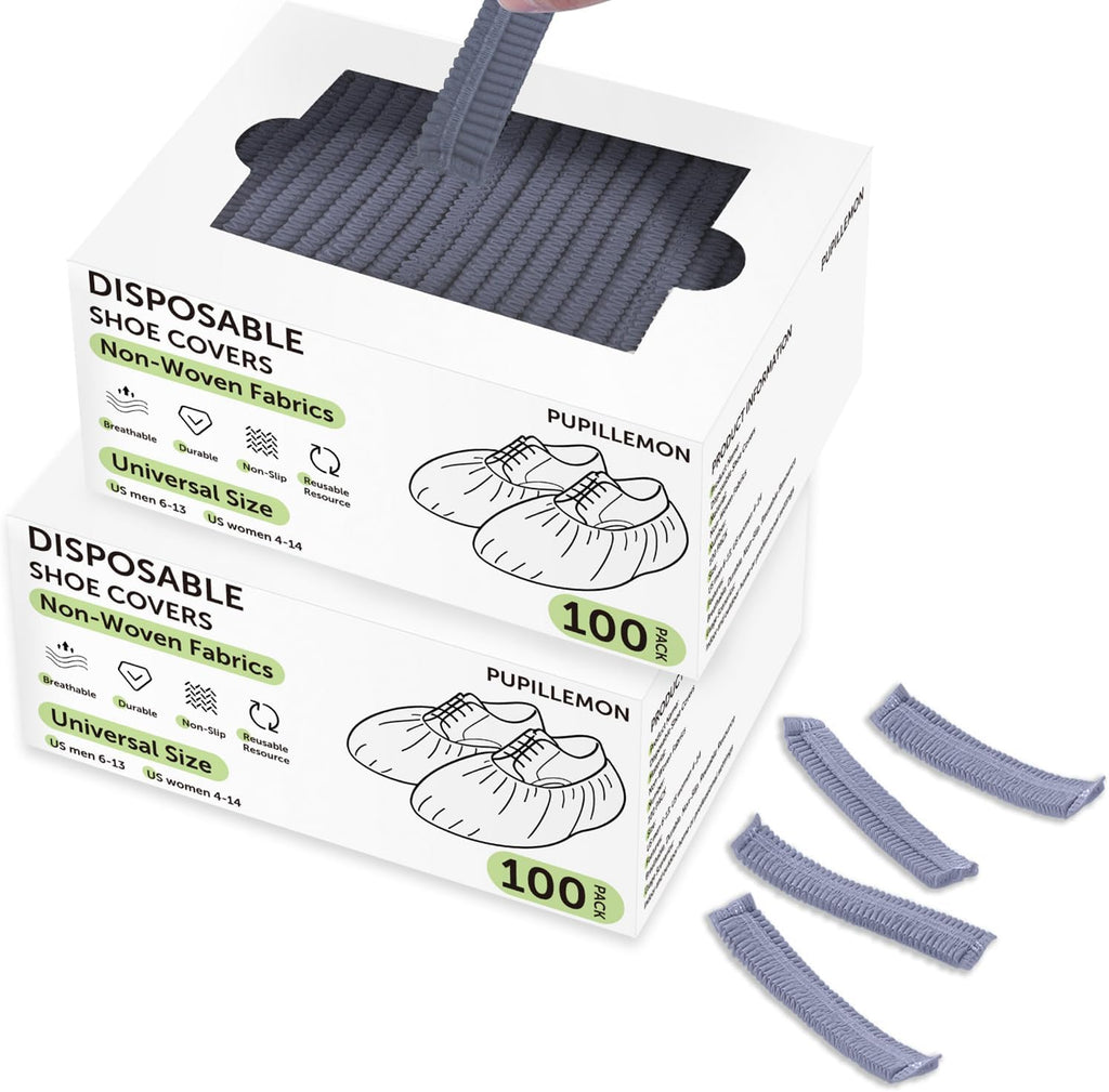 200Pcs(100 Pairs) Non-Woven Shoe Covers Disposable Non Slip for Indoors, Breathable | Durable |