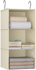 Hanging Closet Organizer and Storage 3-Shelf, Easy Mount Foldable Hanging Closet Wardrobe Storage