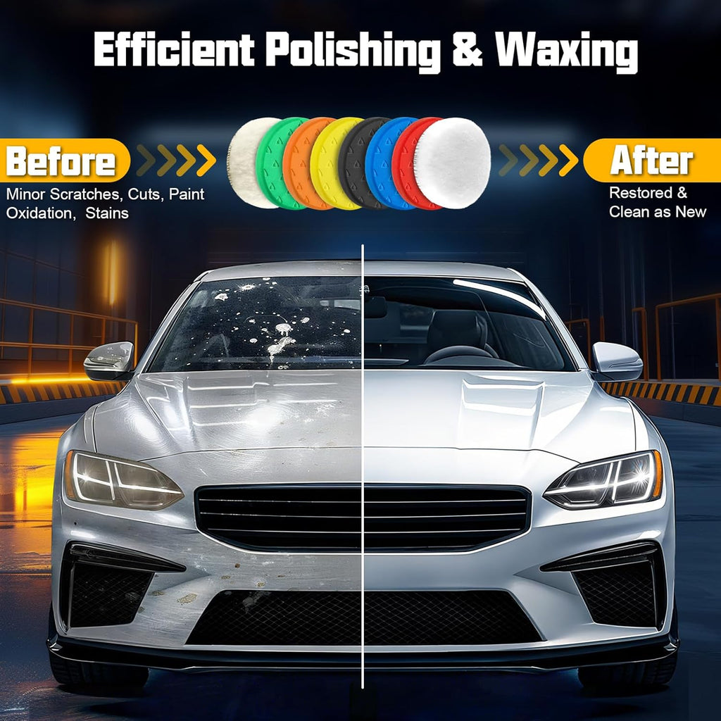 8 Pcs Polishing Pads, Buffing Pads 5.5 Inch 138mm for 5 Inch Backing Plate, High-Density & Reusable