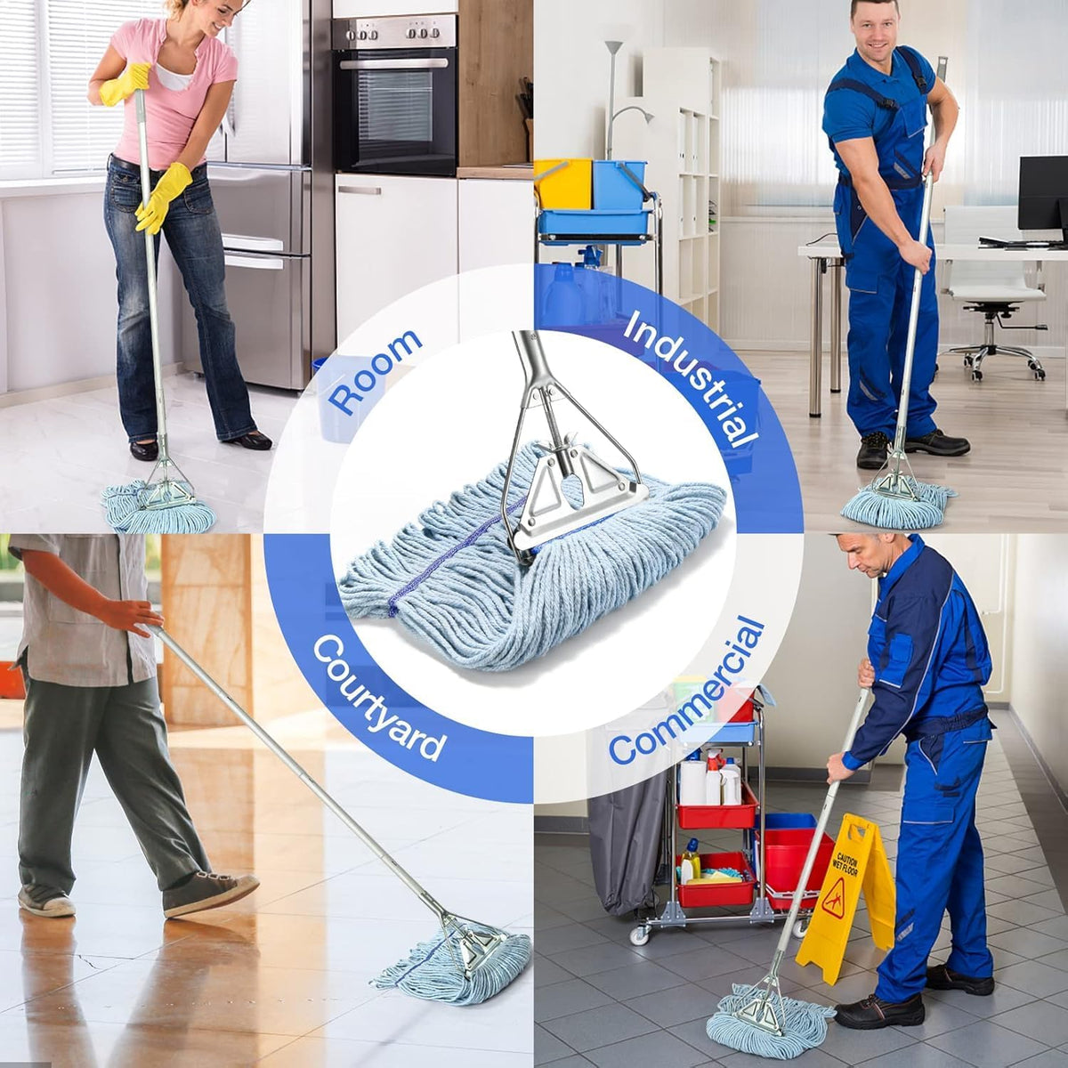 Commercial Mop Handle Heavy Duty,Industrial Metal Mop Stick Replacement for Home, Garage, Office