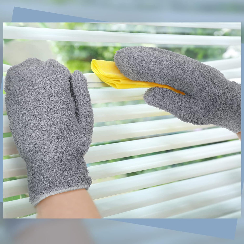Bencailor 4 Pair Microfiber Dusting Mittens Reusable Women Cleaning Mittens with Thumb for Kitchen