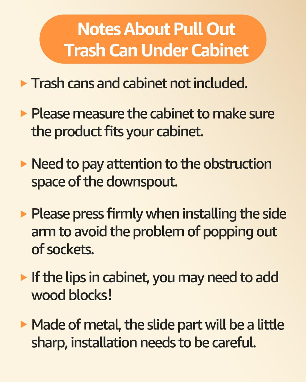 Pull Out Trash Can Under Cabinet，Heavy Duty Slide-Out Cabinet Kit, Adjustable Cabinet Trash Can