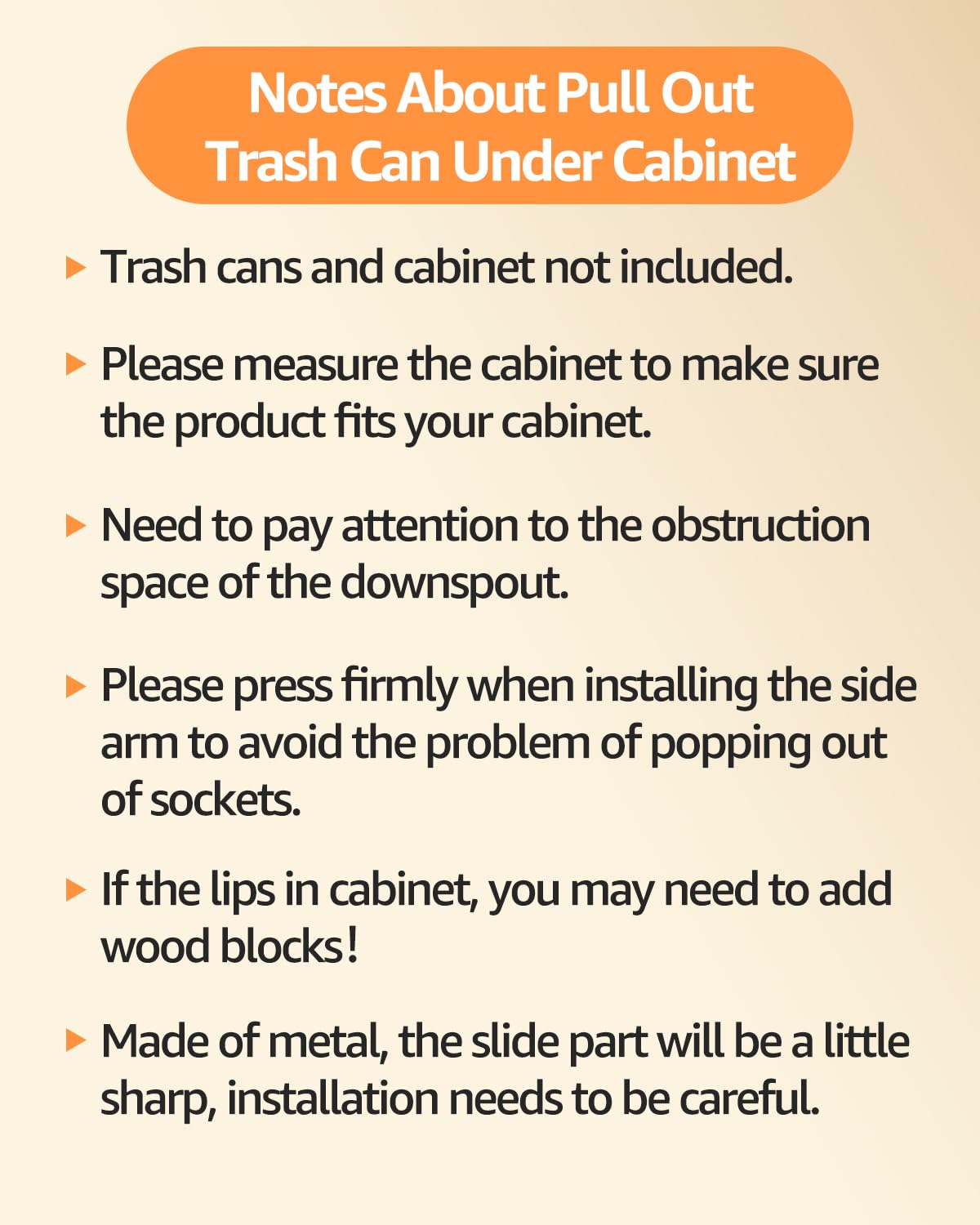 Pull Out Trash Can Under Cabinet，Heavy Duty Slide-Out Cabinet Kit, Adjustable Cabinet Trash Can