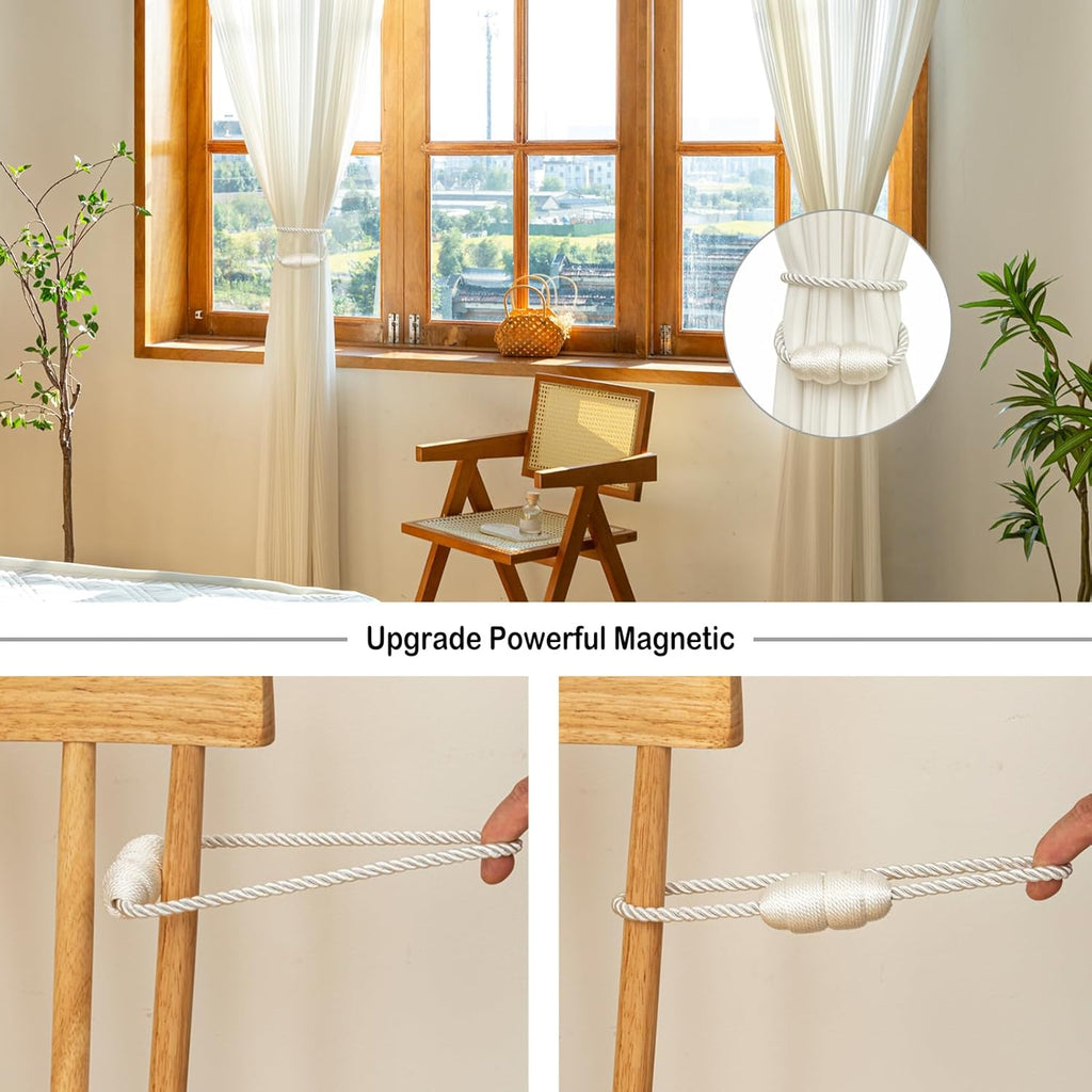Magnetic Curtain Tiebacks Rope Tie Backs 2 Pack Curtains Holders for Drapes Decorative Window