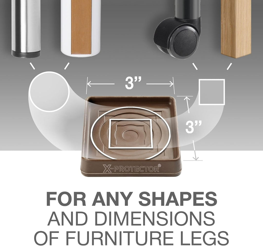 Furniture Cups X-PROTECTOR – 3" Caster Cups 8 PCS – Premium Furniture Coasters – Ideal Bed Stoppers
