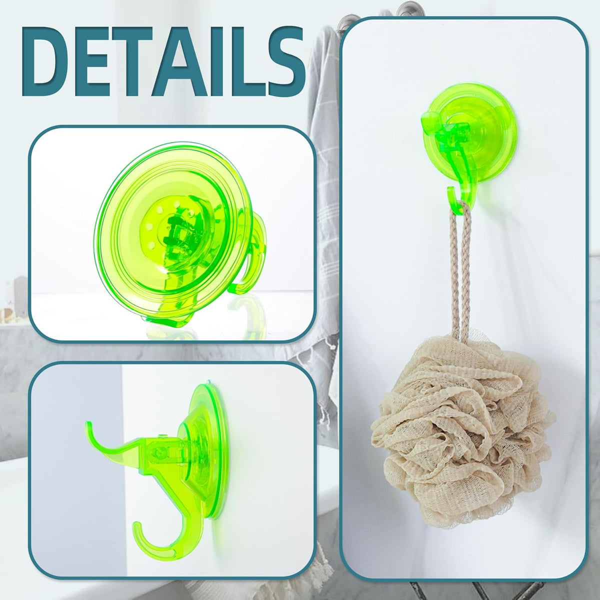 Antimbee Suction Hooks, 10 Pack Reusable Hangers, Removable Small Suction Cups for Shower