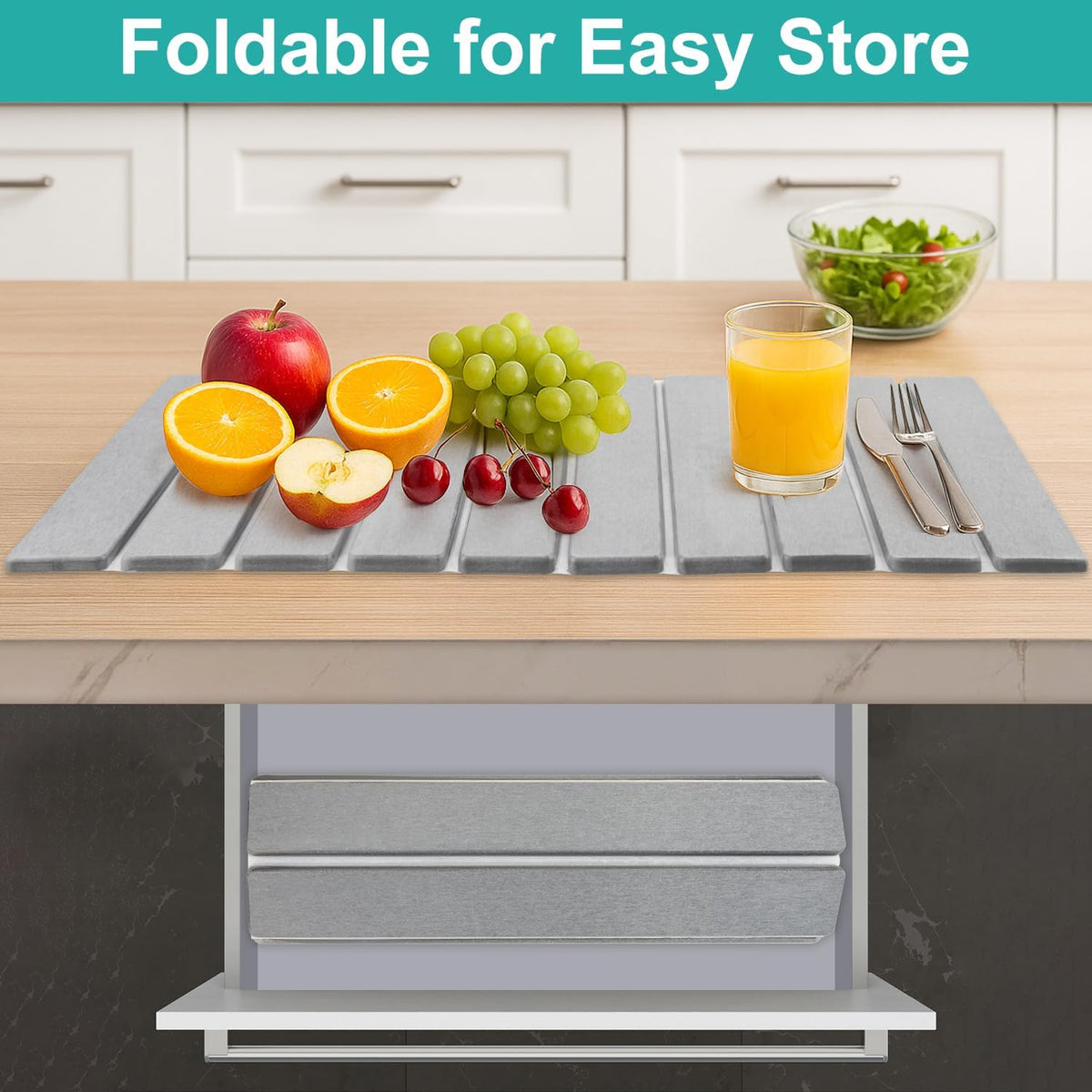 Large Stone Dish Drying Mat for Kitchen Sink Countertop Dish Drainer Diatomaceous Earth Mat