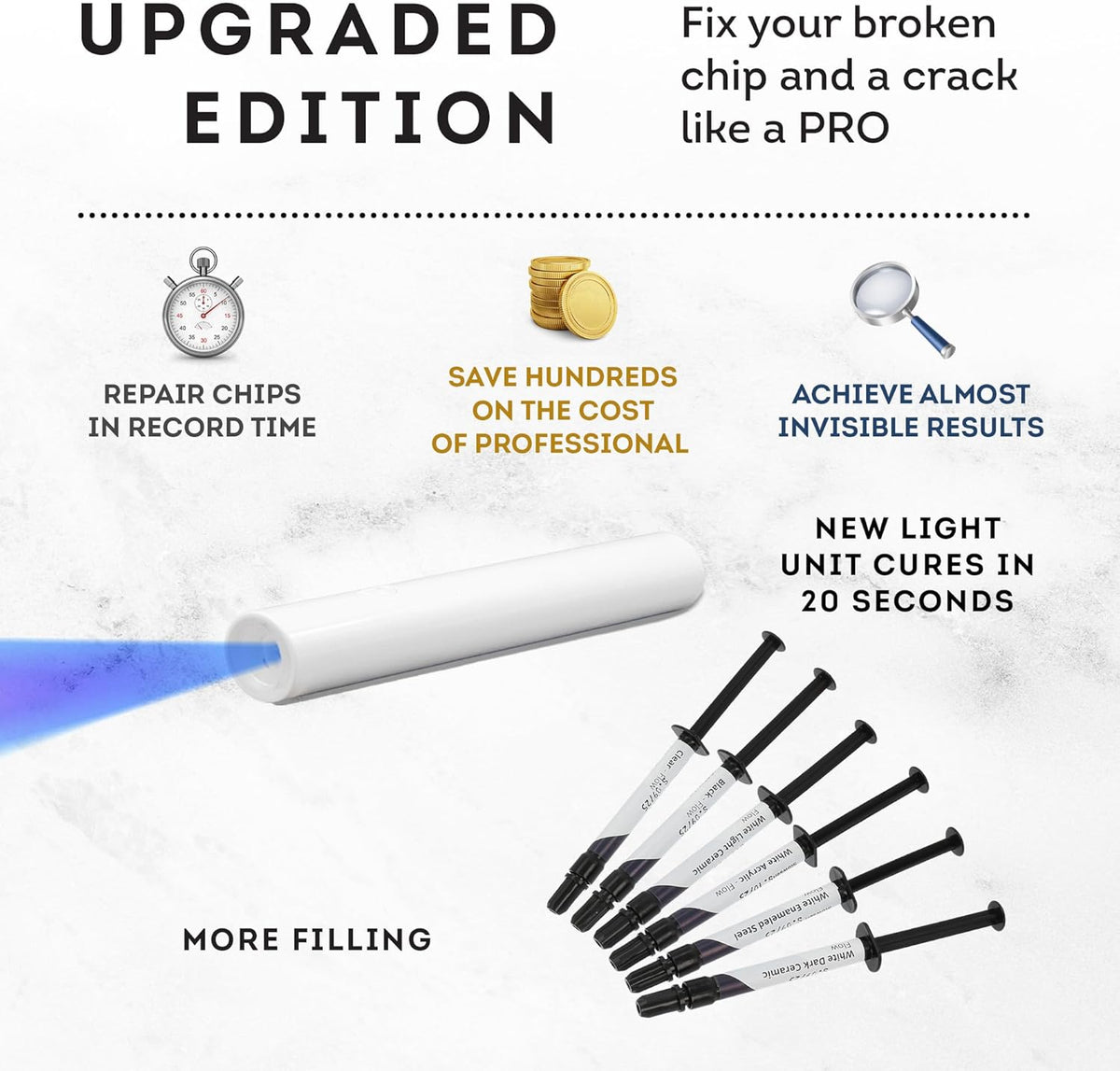 Tile Repair Kit by Stowsen - Also Works as Bathtub Repair Kit I Ideal to Fix Your Broken Chip or