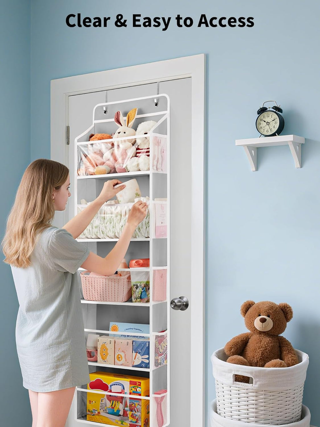 JARLINK 2 Pack Toy Stuffed Animal Storage, Over The Door Organizer W/Clear View Windows, 44lb Load