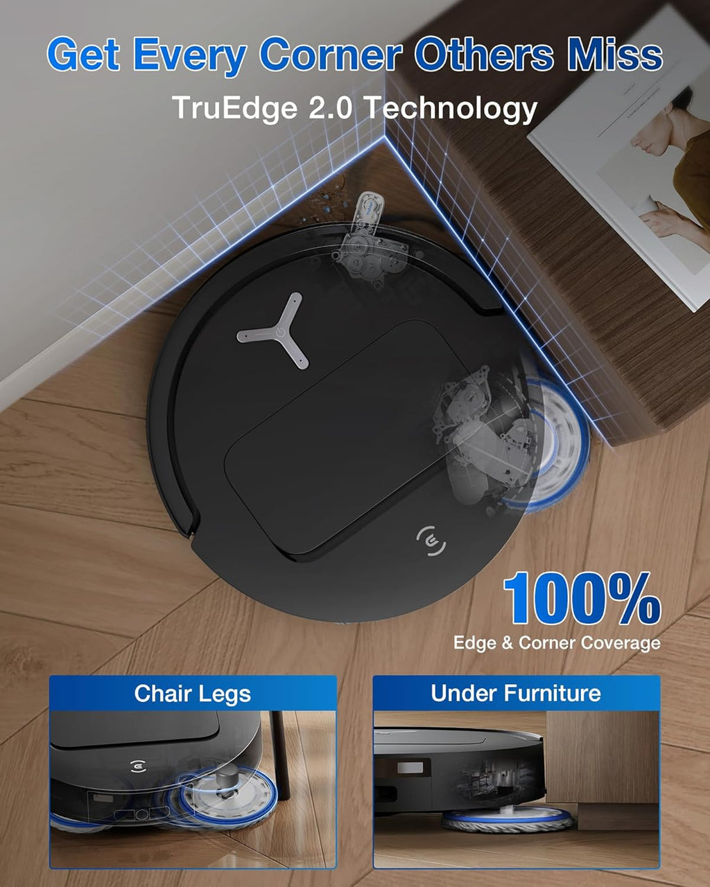 ECOVACS DEEBOT T50 PRO Omni Robot Vacuum and Mop, 3.19” Ultra-Slim, 15,000Pa Suction, ZeroTangle