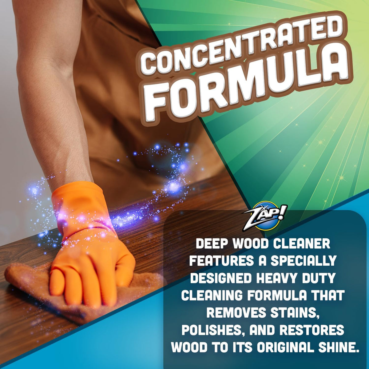 ZAP! Professional Wood Cleaner and Restorer | Clean, Polish, & Restore Wooden Furniture & Hardwood