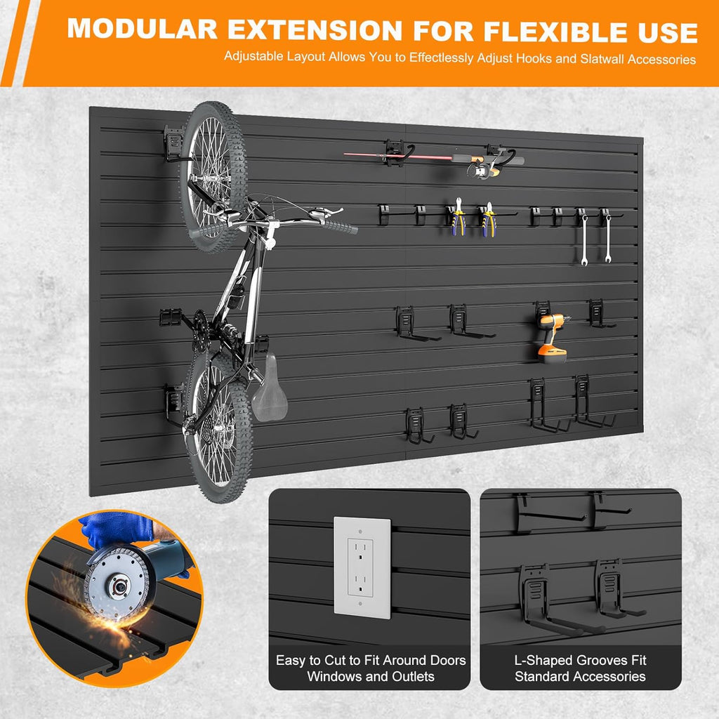 DoCred Slatwall Paneling Organizer, 4x7.5 FT PVC Garage Slat Wall Storage Systems, Heavy Duty