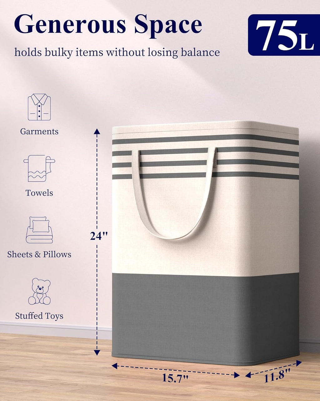 Kitsure Laundry Hamper - 2-Pack Collapsible Laundry Baskets with Well-Stitched Handles