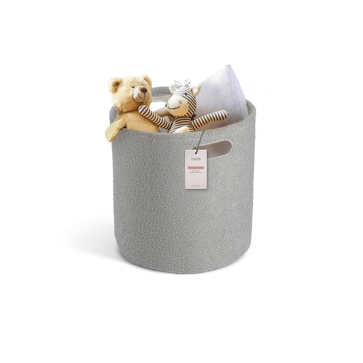 PUTSKA Basket – Round Storage for Toys, Clothes, Stuffed Animals – Soft Baby Girl Basket for