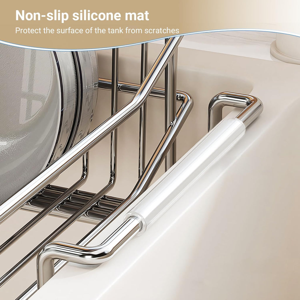 304 Stainless Steel Over Sink Counter Top Perfect Dish Drainer, Extendable Drainage Basket Drying