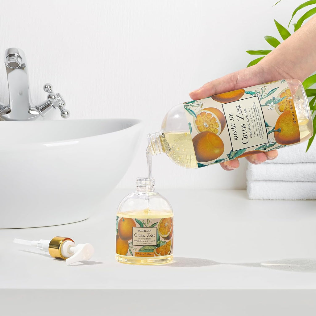 ROMIIE ZOI Liquid Hand Soap Refill, Citrus Zest, Gentle & Moisturizing Formula, 750 ML/ 26 FL OZ
