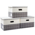 PRANDOM Large Collapsible Storage Bins with Lids [3-Pack] Fabric Foldable Storage Boxes Organizer