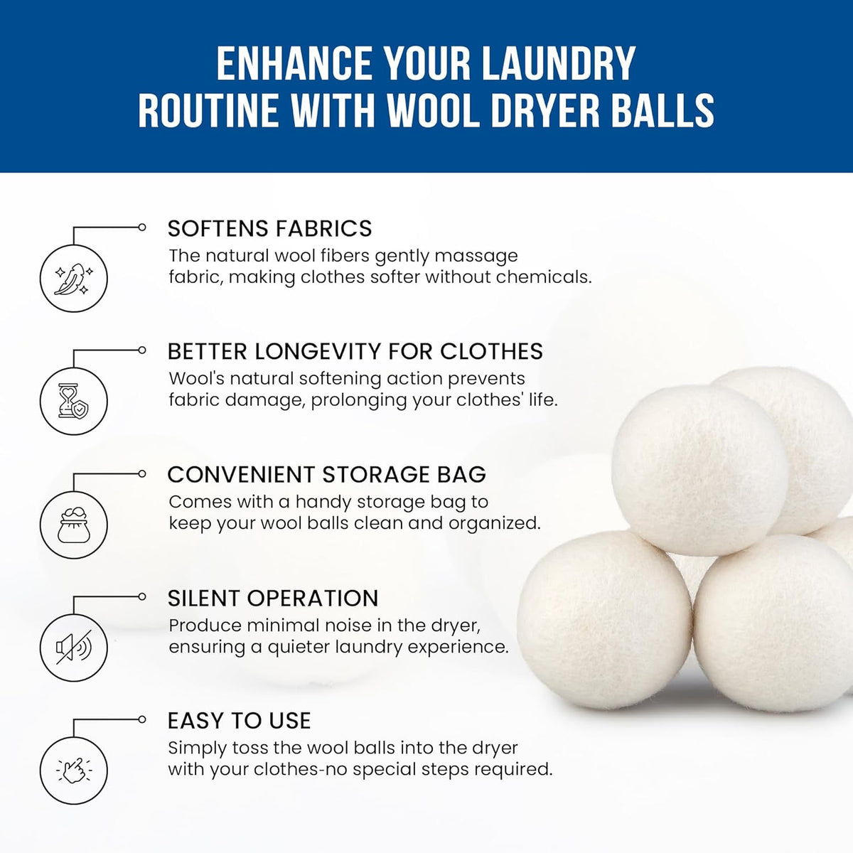 Ezhippie Quality Wool Dryer Balls - 4 XL Pack - 1000+ Loads - Pure Organic Wool - Reusable Natural