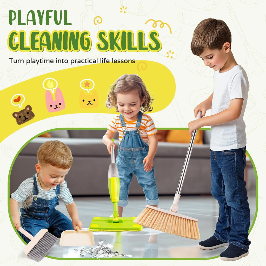 Kids Cleaning Toy Set,Mini Spray Mop Montessori Toys Pretend Play Cleaning Tool for Toddlers with