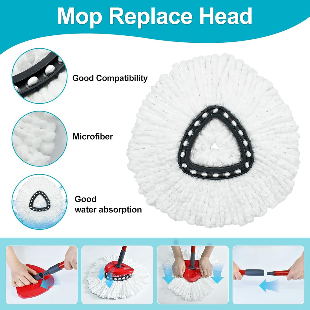 Spin Mop Replace Head, Base, Mop Handle Replacement for OCedar EasyWring 1 Tank System, Include 2
