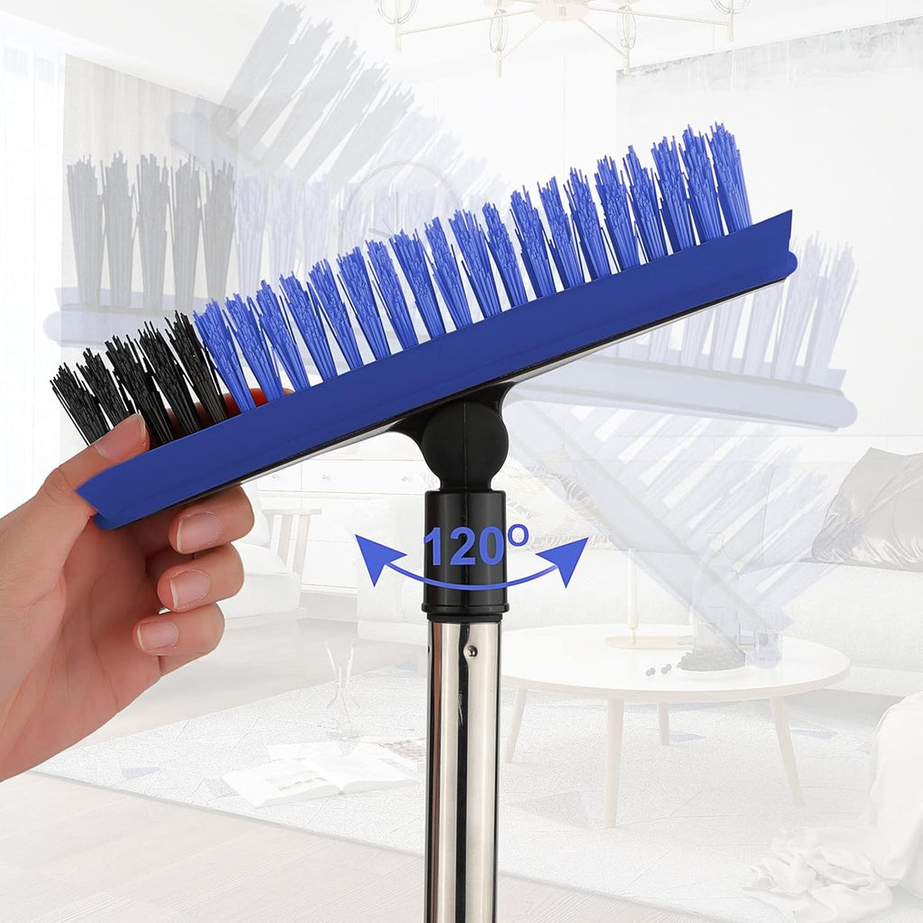 2 in 1 Floor Scrub Brush Grout Brush with 57.8" Long Handle,120°Rotatable Shower Tile Grout