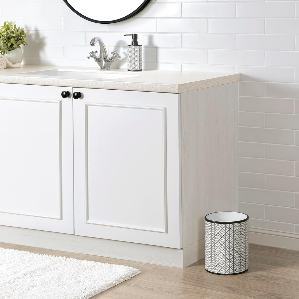 Allure Home Creation Shelby Resin Grey Multicolored Wastebasket Trash Can, Compact Size, 1.74