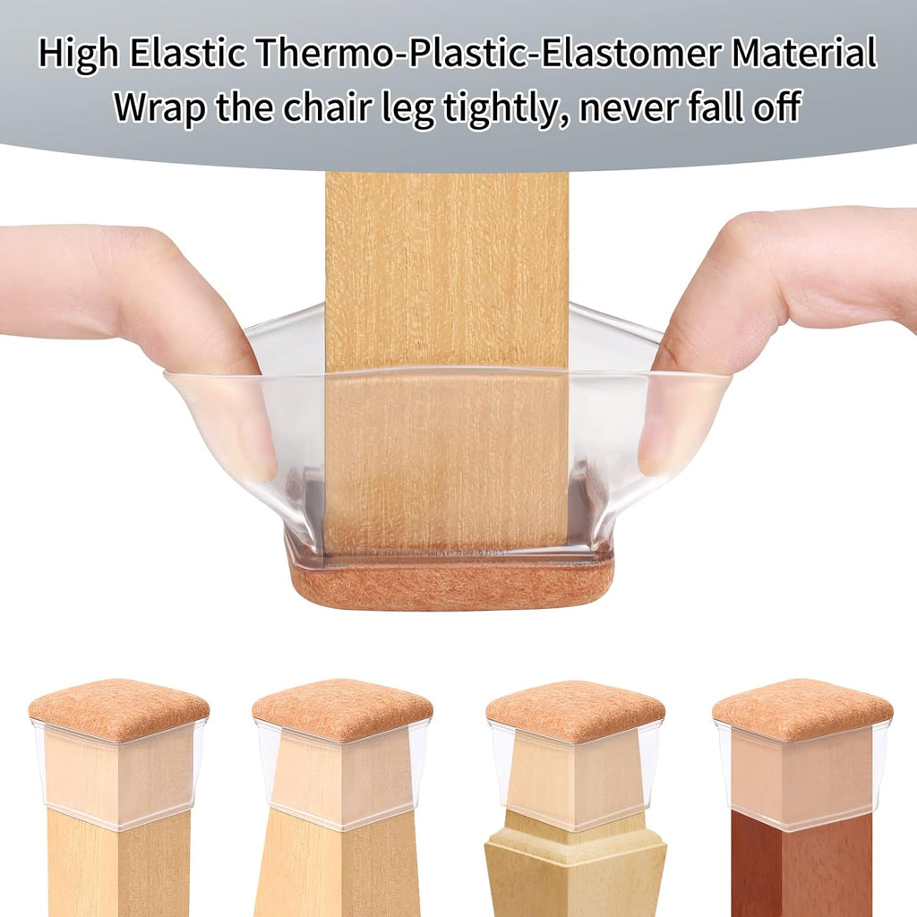 Ezprotekt 8 Pcs Extra Large Square Chair Leg Floor Protectors, Silicone Felt Furniture Pads for