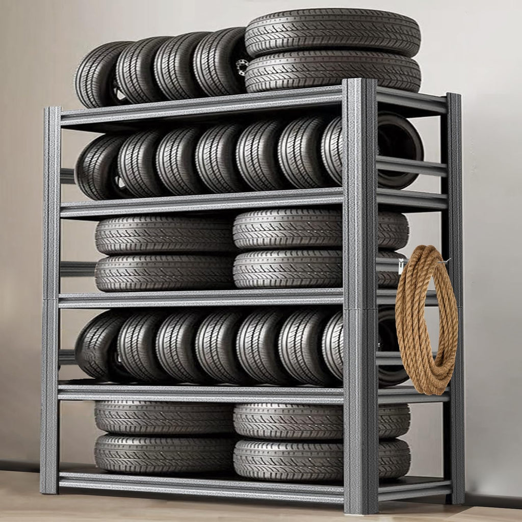 Storage Shelf 5-Tier Garage Shelving, Industrial Shelving with Guardrails, 2500LB Boltless Metal