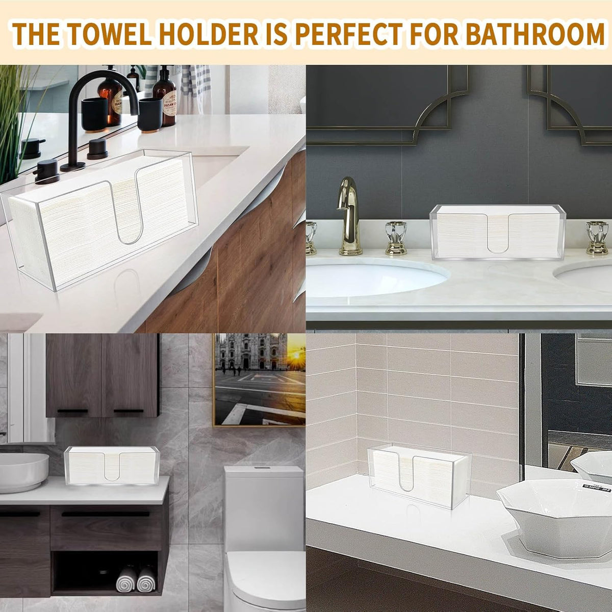1Pack Acrylic Countertop Paper Towel Holder, Paper Towel Dispenser Countertop/Acrylic Napkin