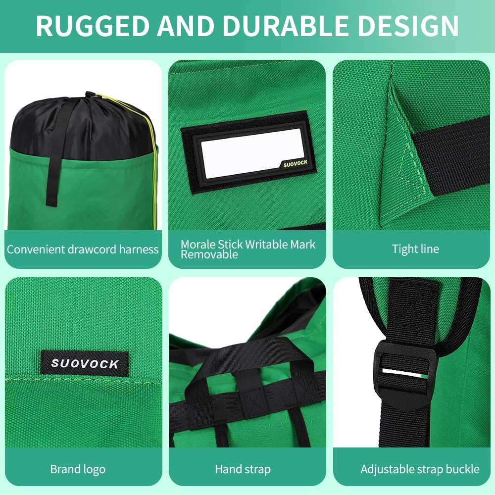 Extra-Large Heavy Duty Laundry Bag Backpack - Drawstring Closure (Grass Green)