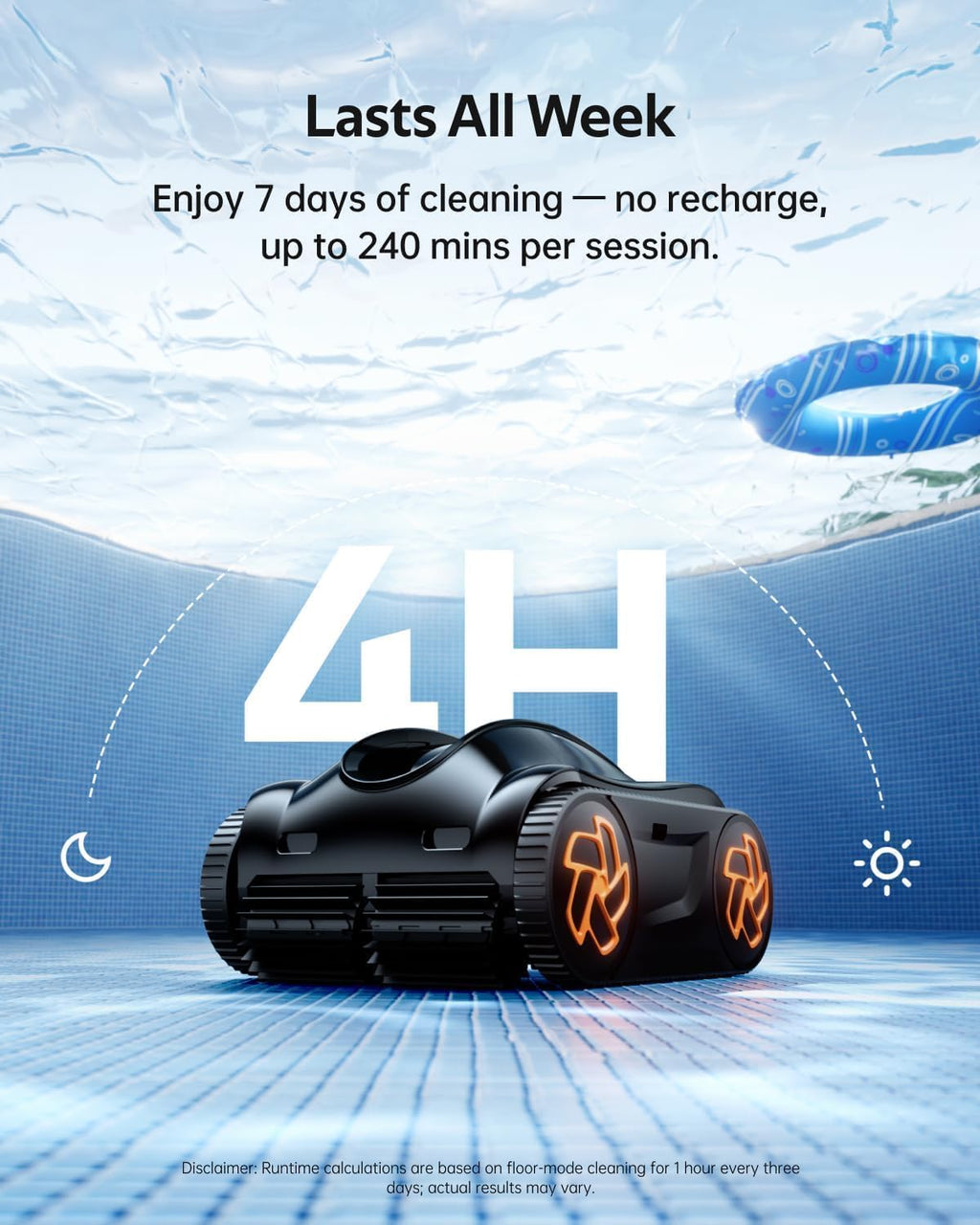 Pool Cleaner K40, 4H Runtime Cordless Robotic Pool Vacuum for Inground & Above Ground Pools, AI