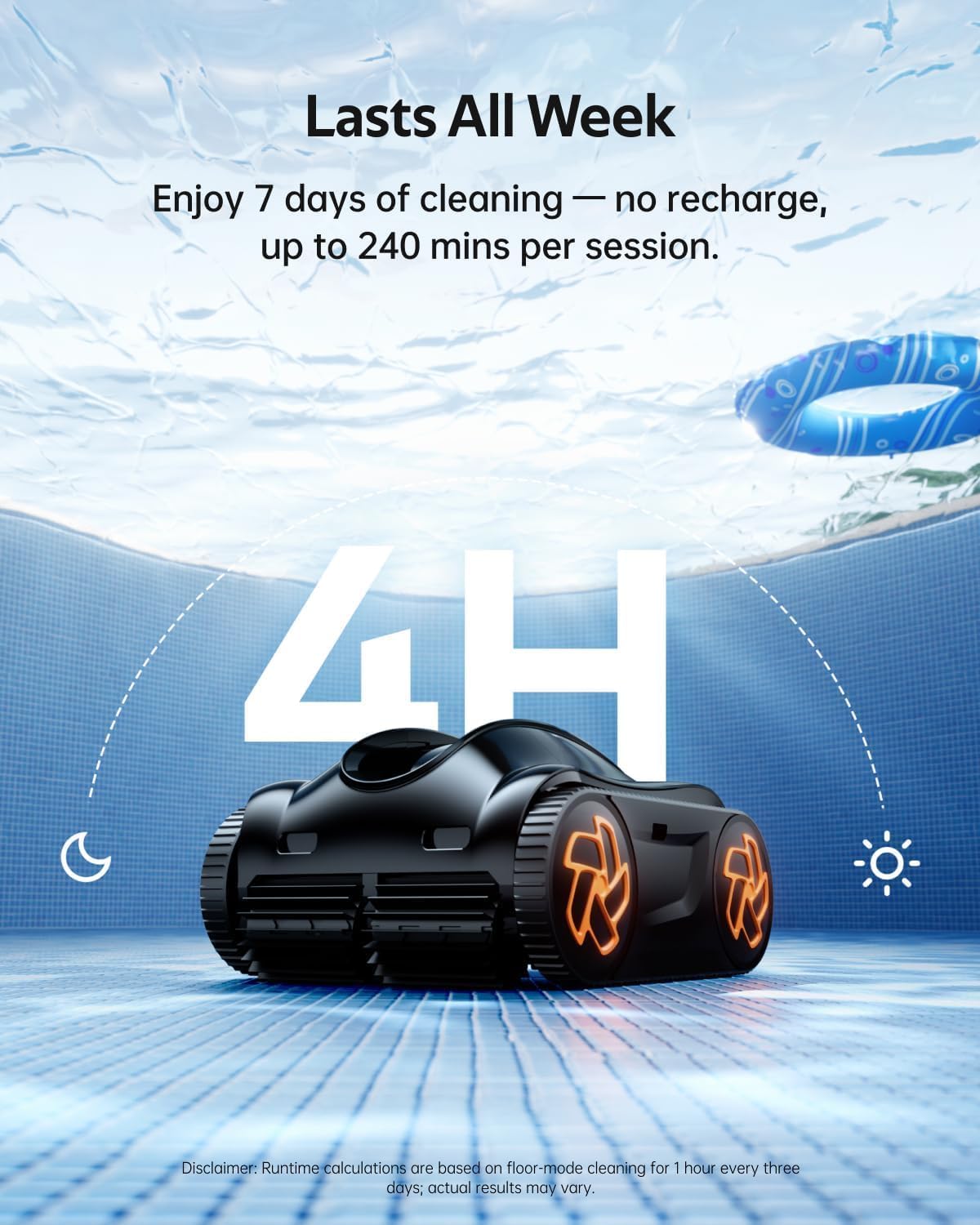 Pool Cleaner K40, 4H Runtime Cordless Robotic Pool Vacuum for Inground & Above Ground Pools, AI
